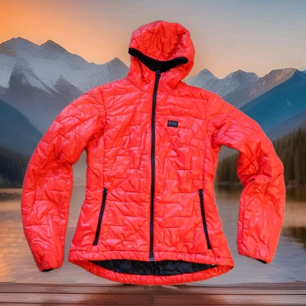 Helly Hansen Lifaloft Hooded Insulator Jacket Womens XS Red Excellent Quilted